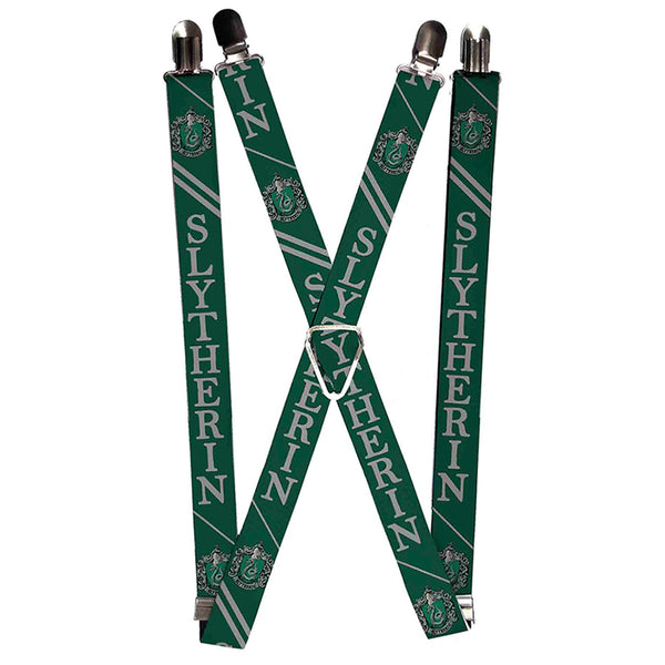 buckle down Suspenders - 1.0" - SLYTHERIN Crest Stripe2 Green Gray