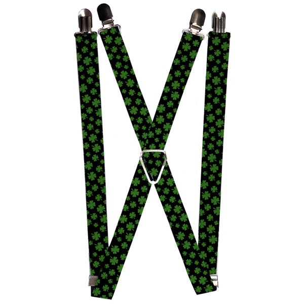 buckle down Suspenders - 1.0" - St. Pat's Clovers Scattered Black/Green