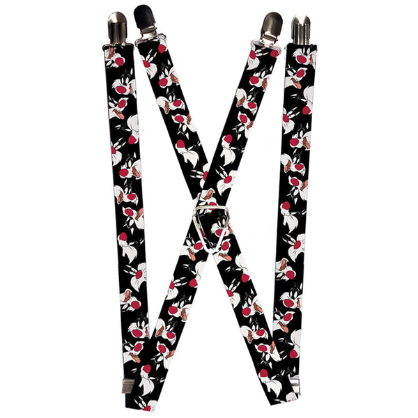 buckle down Suspenders - 1.0" - Sylvester the Cat Expressions Scattered Black