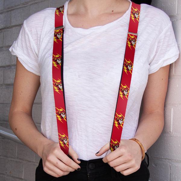 Buckle Down Suspenders - 1.0" - The Flash Face Bolts Reds Yellow Gray