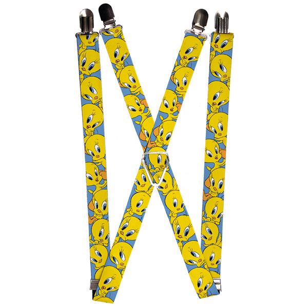 buckle down Suspenders - 1.0" - Tweety Bird Poses Baby Blue