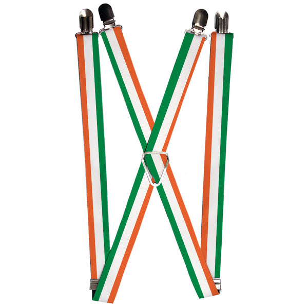 buckle down Suspenders - 1.25" - Ireland Flag Stripes Green/White/Orange