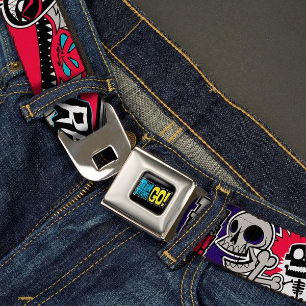 Buckle Down TEEN TITANS GO Full Color Black Blue Yellow Seatbelt Belt - TEEN TITANS GO RAVEN/Demon/Trigon Purple Webbing
