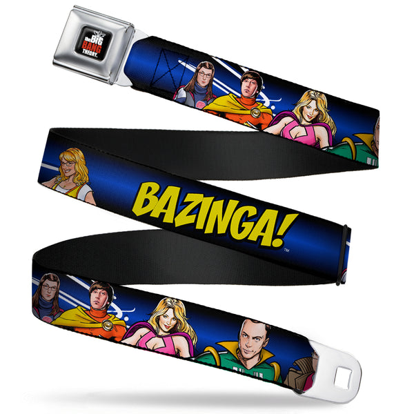 buckle down THE BIG BANG THEORY Full Color Black White Red Seatbelt Belt - The Big Bang Theory Superhero Characters Group BAZINGA Black-Blue Fade Webbing