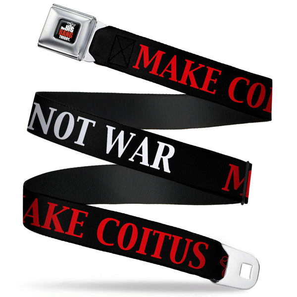 buckle down THE BIG BANG THEORY Full Color Black White Red Seatbelt Belt - BBT MAKE COITUS/Atom/NOT WAR Black/Red/White Webbing