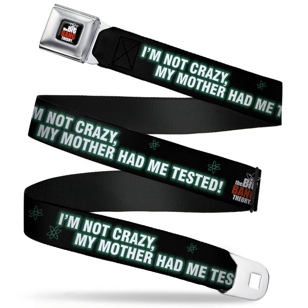 buckle down THE BIG BANG THEORY Full Color Black White Red Seatbelt Belt - BBT Logo I'M NOT CRAZY MY MOTHER HAD ME TESTED Webbing