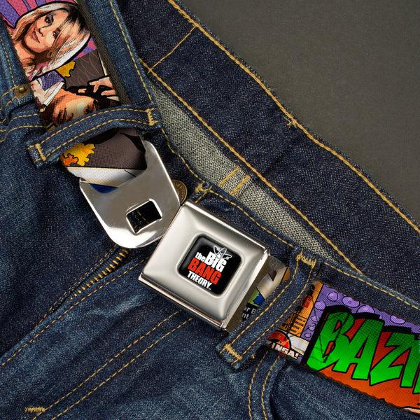 Buckle Down THE BIG BANG THEORY Full Color Black White Red Seatbelt Belt - The Big Bang Theory Comic Strip Webbing