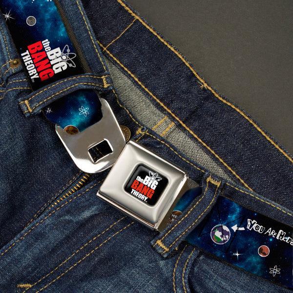Buckle Down THE BIG BANG THEORY Full Color Black White Red Seatbelt Belt - THE BIG BANG THEORY Planets/Space Webbing