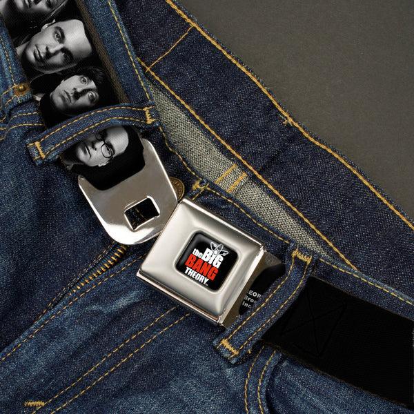 Buckle Down THE BIG BANG THEORY Full Color Black White Red Seatbelt Belt - The Big Bang Theory Group/BAZINGA Black/White Webbing