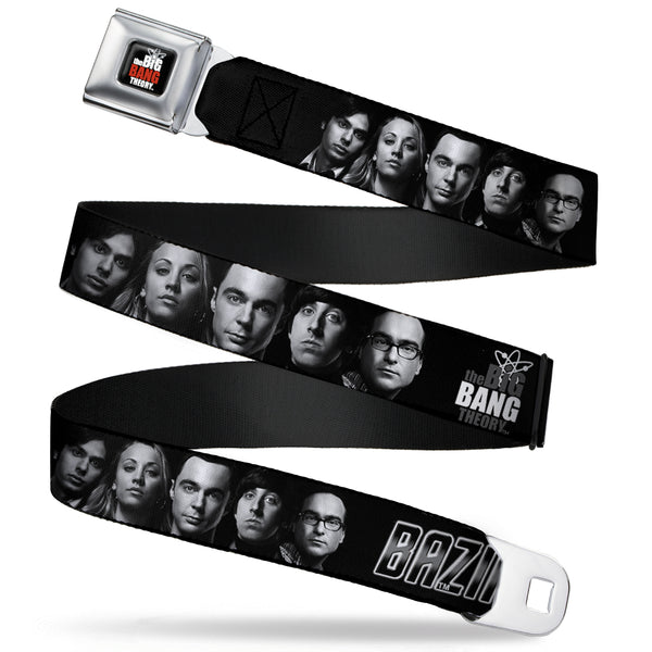 buckle down THE BIG BANG THEORY Full Color Black White Red Seatbelt Belt - The Big Bang Theory Group/BAZINGA Black/White Webbing