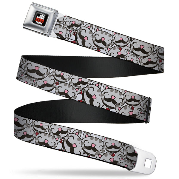 buckle down THE BIG BANG THEORY Full Color Black White Red Seatbelt Belt - Soft Kitty Mustacho Stacked Webbing