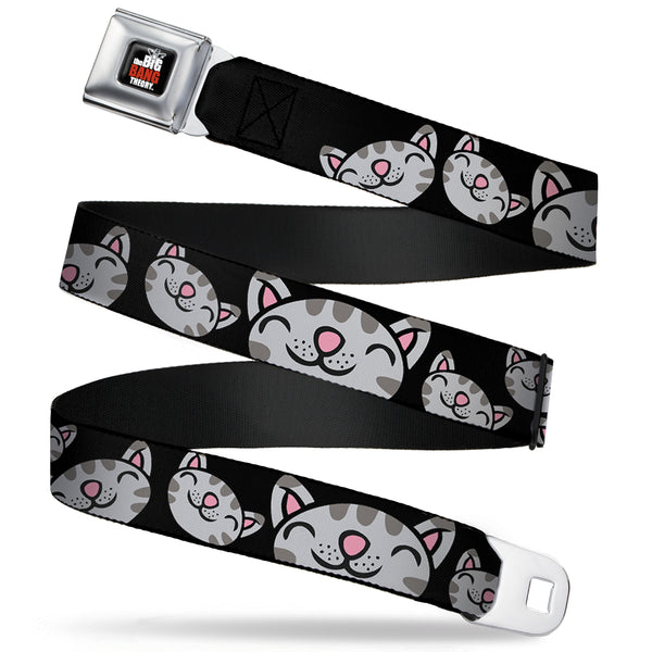 buckle down THE BIG BANG THEORY Full Color Black White Red Seatbelt Belt - Mutli Soft Kitty Face Black Webbing