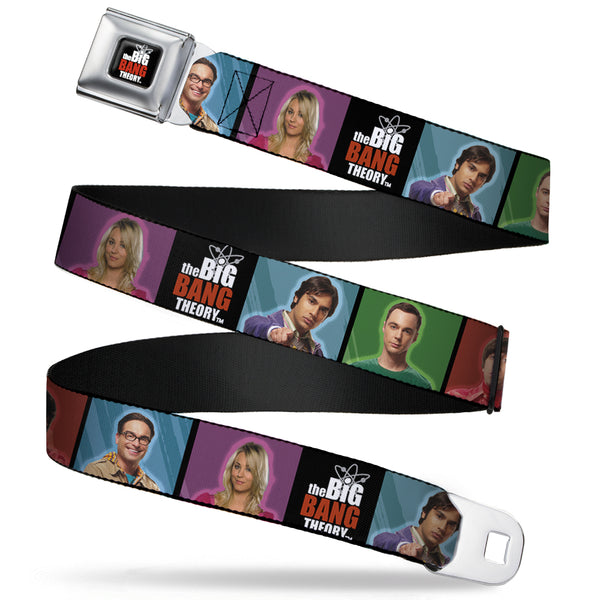buckle down THE BIG BANG THEORY Full Color Black White Red Seatbelt Belt - BBT Character Blocks w/Logo Webbing