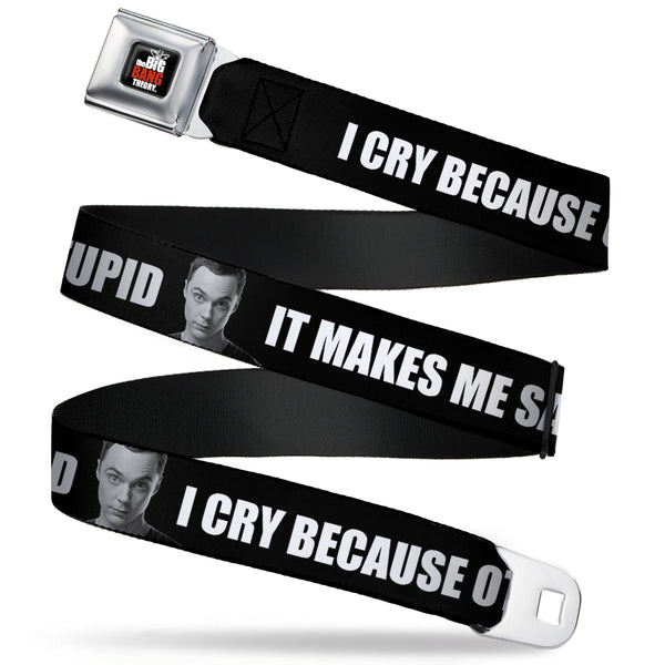buckle down THE BIG BANG THEORY Full Color Black White Red Seatbelt Belt - Sheldon I CRY BECAUSE OTHERS ARE STUPID/THAT MAKES ME SAD Black/White Webbing