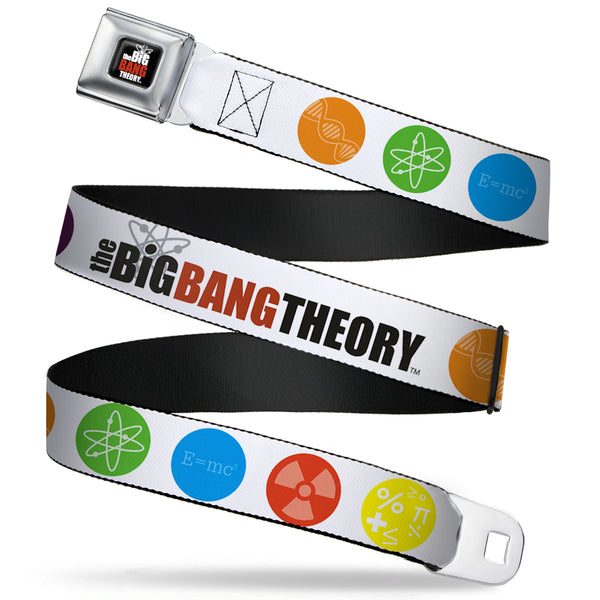 buckle down THE BIG BANG THEORY Full Color Black White Red Seatbelt Belt - THE BIG BANG THEORY DNA/Atom/E/Radiation White Webbing