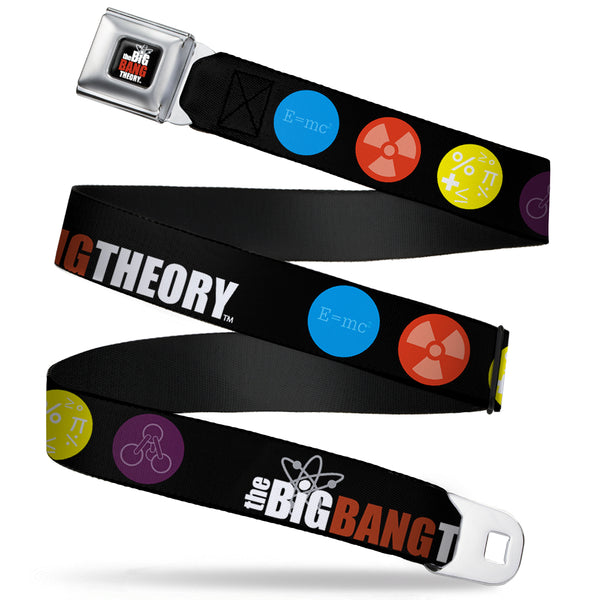 buckle down THE BIG BANG THEORY Full Color Black White Red Seatbelt Belt - THE BIG BANG THEORY DNA/Atom/E/Radiation Black Webbing