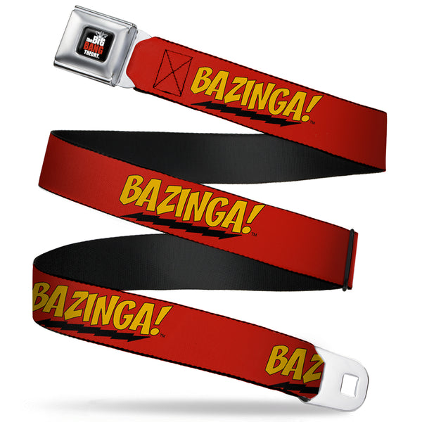 buckle down THE BIG BANG THEORY Full Color Black White Red Seatbelt Belt - BAZINGA Red/Gold/Black Webbing