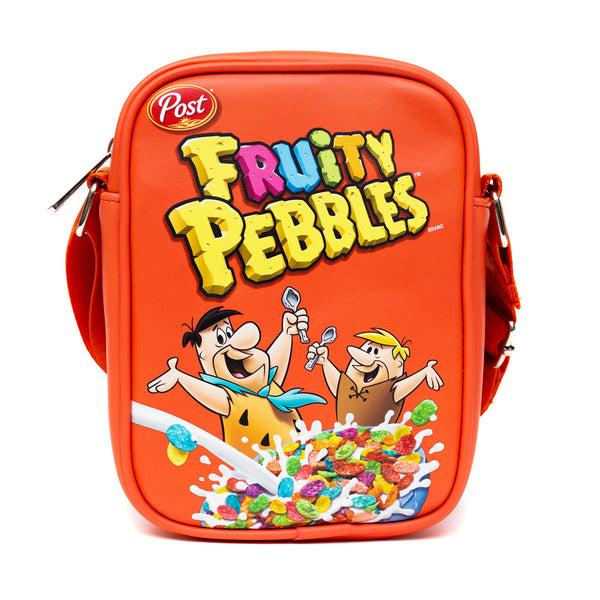 buckle down The Flintstones Bag Cross Body Fruity Pebbles Fred and Barney Cereal Box Replica Bright Red Vegan Leather
