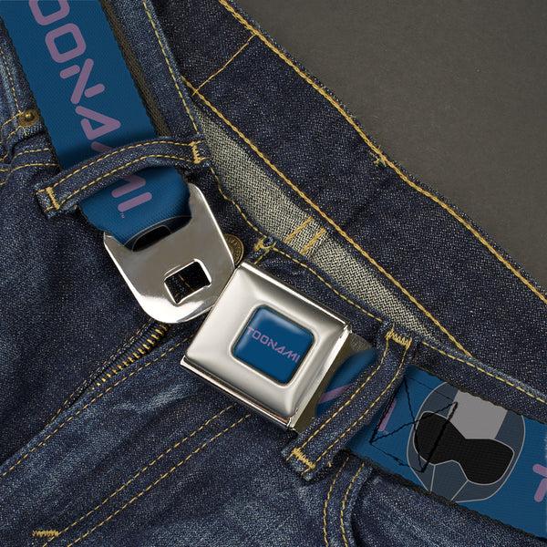 Buckle Down TOONAMI Title Logo Full Color Blue/Purple Seatbelt Belt - TOONAMI Title Logo And Robot TOM Head Blue/Purple/Grays Webbing