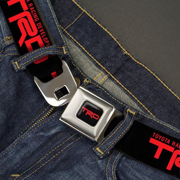 Buckle Down Toyota Racing Development TRD Logo Full Color Black/Red Seatbelt Belt - TOYOTA RACING DEVELOPMENT TRD Logo Black/Red Webbing