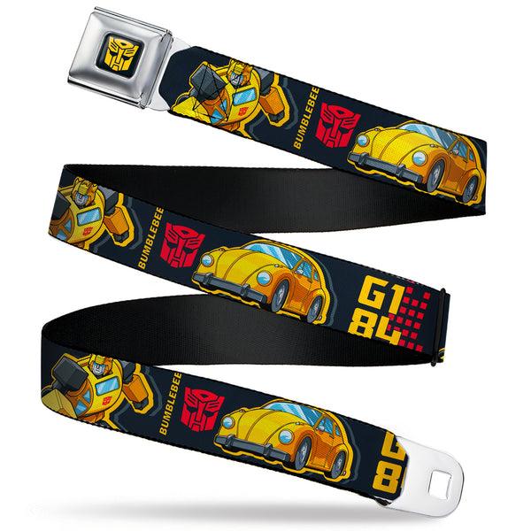 buckle down Transformers Autobots Icon Full Color Black/Yellow Seatbelt Belt - Transformers Generations BUMBLEBEE G1 84 Poses Autobot Icon Black/Yellows/Red Webbing