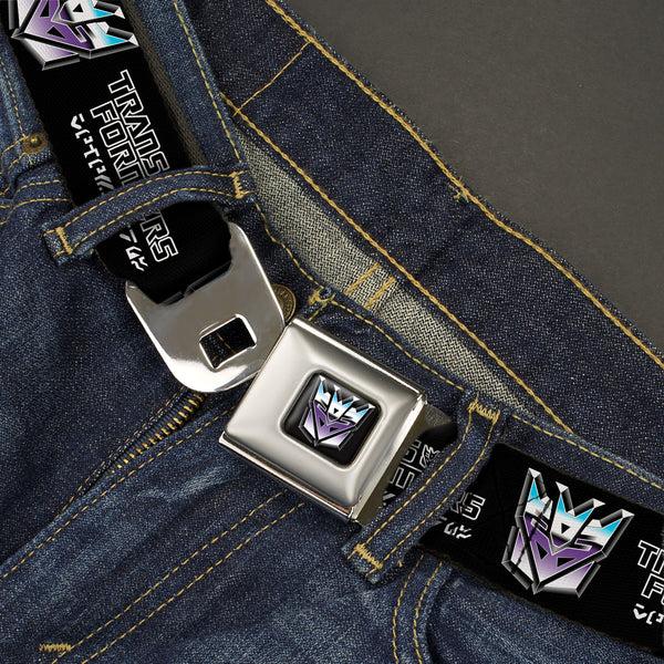 Buckle Down Transformers Decepticons Icon Full Color Black/Grays/Purples Seatbelt Belt - TRANSFORMERS Decepticons Cybertronian Icon Black/Grays/Purples Webbing
