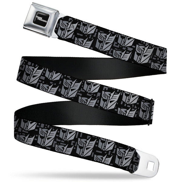 buckle down TRANSFORMERS Title Logo Full Color Black/Grays Seatbelt Belt - Transformers Autobot Decepticon Icon Split Black/Grays Webbing