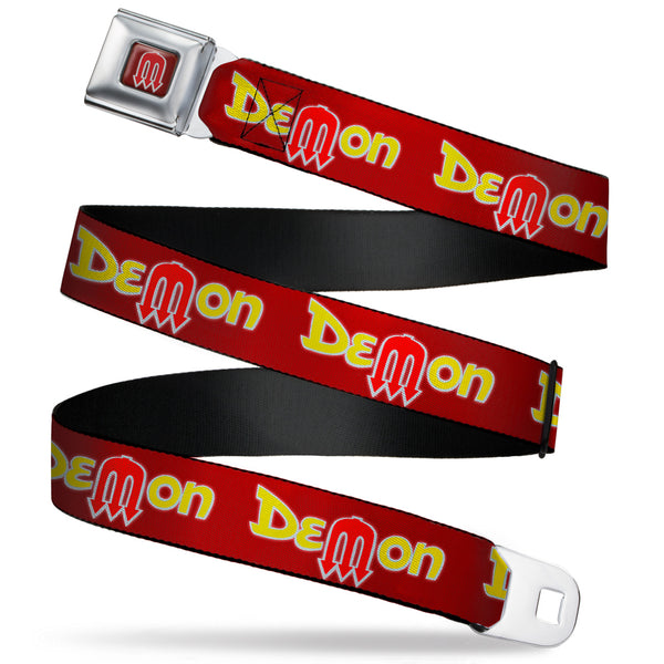 buckle down Vintage Dodge Demon Logo Full Color Burgundy Silver Red Seatbelt Belt - Vintage Dodge DEMON Burgundy/Yellow/Red Webbing