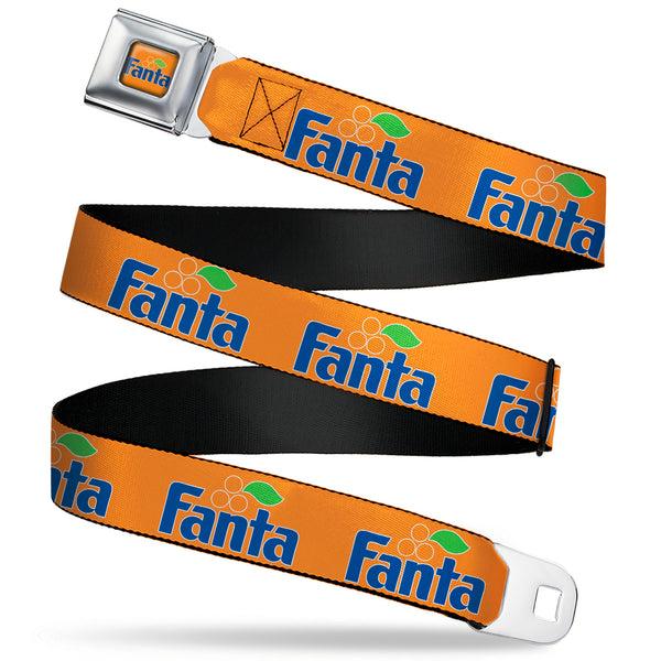 buckle down Vintage Orange FANTA Logo Full Color Orange/Blue Seatbelt Belt - Vintage Orange FANTA Logo Orange/Blue Webbing