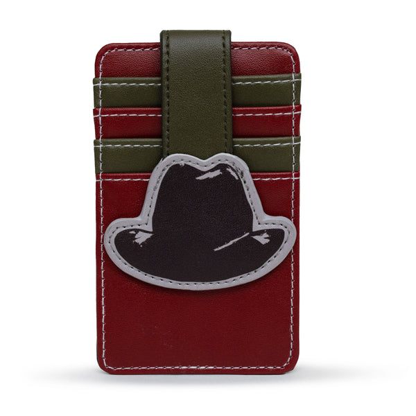 buckle down Warner Bros. Horror Movie Wallet Character Wallet ID Card Holder A Nightmare on Elm Street Freddy Hat Red Green Vegan Leather