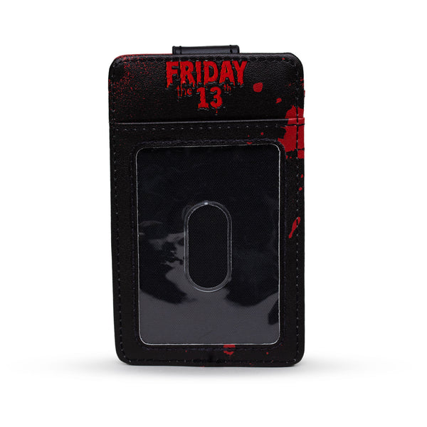 Buckle Down Warner Bros. Horror Movies Wallet Character Wallet ID Card Holder Friday The 13th Jason Hockey Mask Black Red Vegan Leather