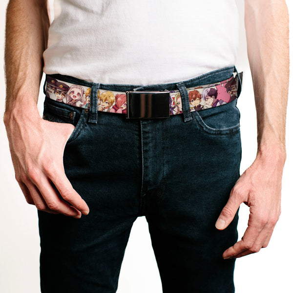 Buckle Down Web Belt Blank Black Buckle - After-School Hanako-Kun Thirteen Character Poses White Webbing