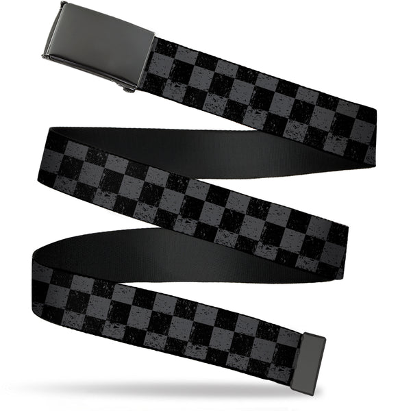 buckle down Web Belt Blank Black Buckle - Checker Weathered2 Black/Gray Webbing