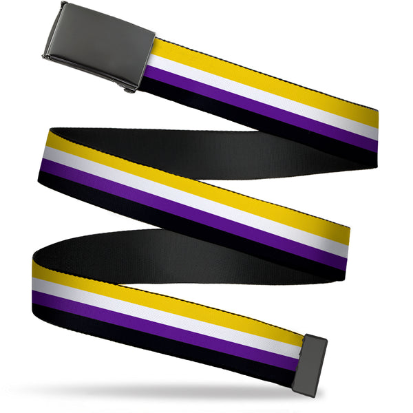 buckle down Web Belt Blank Black Buckle - Flag Non-Binary Stripe Webbing