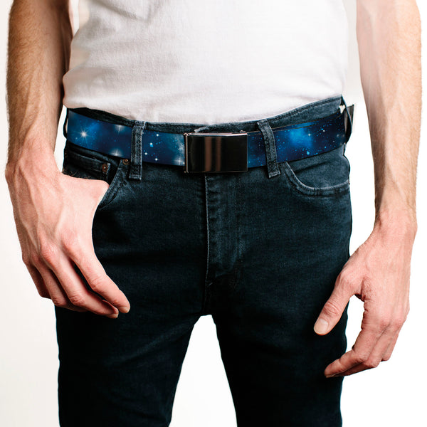 Buckle Down Web Belt Blank Black Buckle - Galaxy Blues/Blues Webbing