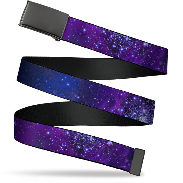 buckle down Web Belt Blank Black Buckle - Galaxy Blues/Purples Webbing