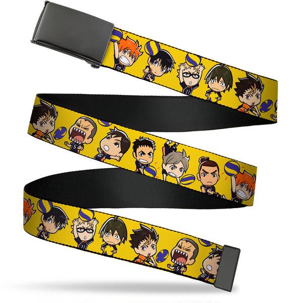 buckle down Web Belt Blank Black Buckle - Haikyu Chibi Volleyball Player Warm Up Pose Yellow Webbing buckle down Web Belt Blank Black Buckle - Haikyu Chibi Volleyball Player Warm Up Pose Yellow Webbing