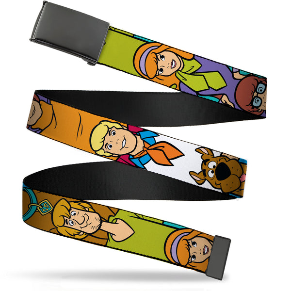 buckle down Web Belt Blank Black Buckle - Scooby Doo 5-Character Poses Stack Webbing