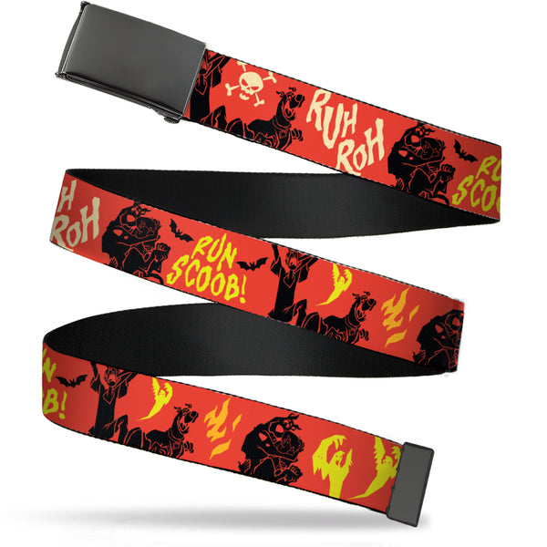 buckle down Web Belt Blank Black Buckle - Scooby Doo and Shaggy Halloween RUH ROH Orange/Black/Yellow Webbing