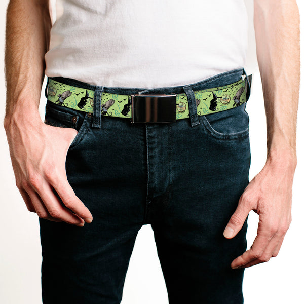 Buckle Down Web Belt Blank Black Buckle - The Wizard Of Oz Wicked Witch Of The West And Flying Monkeys Greens Webbing