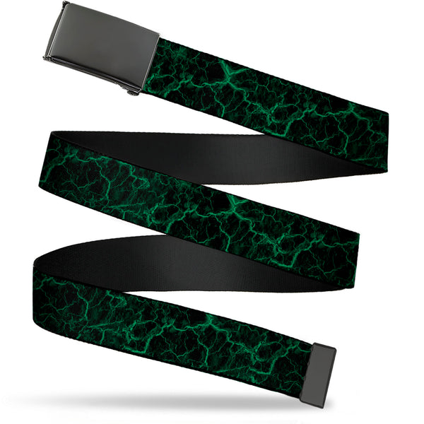 buckle down Web Belt Clasp Buckle - Marble Black/Green Webbing