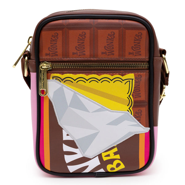buckle down Willy Wonka Bag Cross Body Willy Wonka Unwrapped Wonka Bar with Golden Ticket Vegan Leather