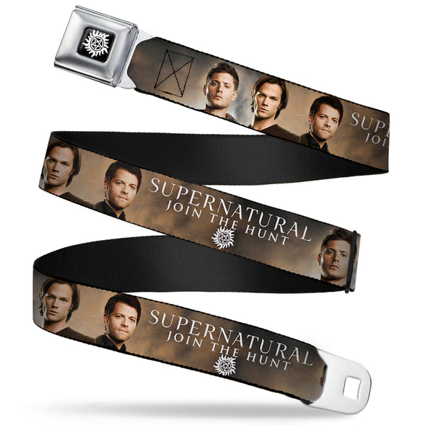 buckle down Winchester Logo Full Color Black White Seatbelt Belt - Dean Sam & Castiel SUPERNATURAL JOIN THE HUNT Webbing