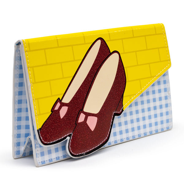 Buckle Down Wizard Of Oz Wallet Fold Over Dorothys Ruby Slippers With Bricks And Checkers Vegan Leather