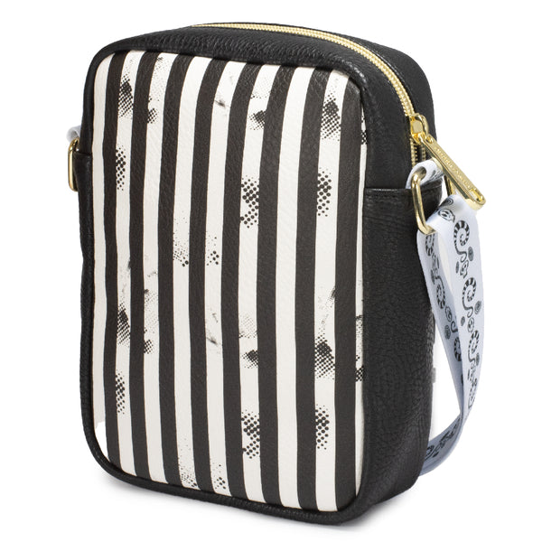 Buckle Down Women's Crossbody Wallet - Beetlejuice Suit Stripes Black White