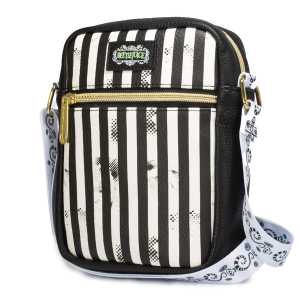 buckle down Women's Crossbody Wallet - Beetlejuice Suit Stripes Black White