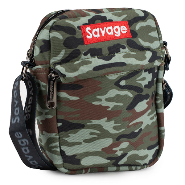buckle down Women's Crossbody Wallet - Camo Olive + SAVAGE Brick Red White