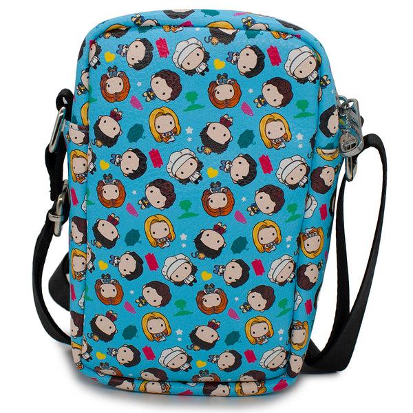 Buckle Down Women's Crossbody Wallet - Friends Chibi Character Kids And Icons Scattered Blue
