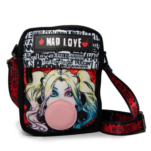 buckle down Women's Crossbody Wallet - Harley Quinn MAD LOVE Bubble Gum Pose Black Red