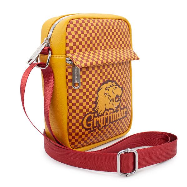 Buckle Down Women's Crossbody Wallet - Harry Potter GRYFFINDOR Lion Icon Checker Golden Yellow Red